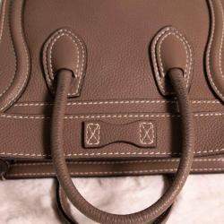 Celine Brown Leather Nano Luggage Tote Bag