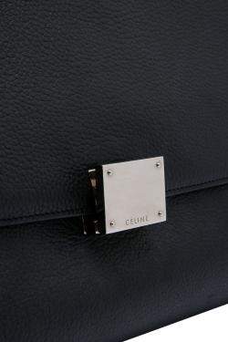 Pre Owned Celine Black Calfskin Leather Trapeze Large Bag