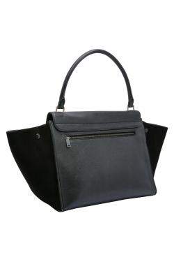 Pre Owned Celine Black Calfskin Leather Trapeze Large Bag