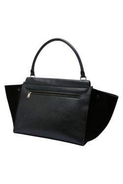 Pre Owned Celine Black Calfskin Leather Trapeze Large Bag