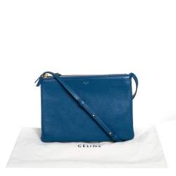 Pre Owned Céline Blue Leather Large Trio Crossbody Bag