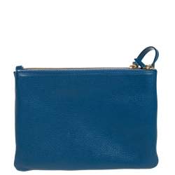 Pre Owned Céline Blue Leather Large Trio Crossbody Bag