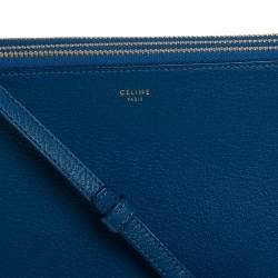 Pre Owned Céline Blue Leather Large Trio Crossbody Bag