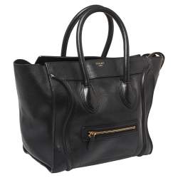 Pre Owned Celine Black Leather Mini Luggage Tote