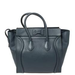 Pre Owned Céline Blue Leather Mini Luggage Tote