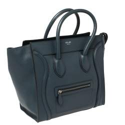 Pre Owned Céline Blue Leather Mini Luggage Tote