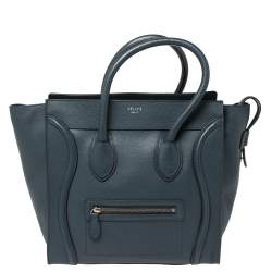 Pre Owned Céline Blue Leather Mini Luggage Tote