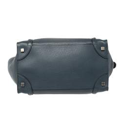 Pre Owned Céline Blue Leather Mini Luggage Tote