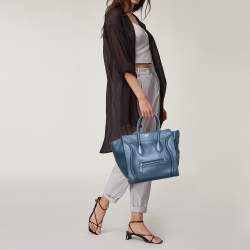 Pre Owned Céline Blue Leather Mini Luggage Tote