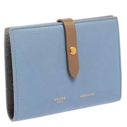 Pre Owned Celine Blue/Brown Leather Multifunction Strap Wallet