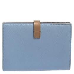 Pre Owned Celine Blue/Brown Leather Multifunction Strap Wallet