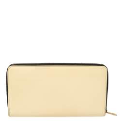 Pre Owned Celine Cream Patent Leather Zip Around Wallet