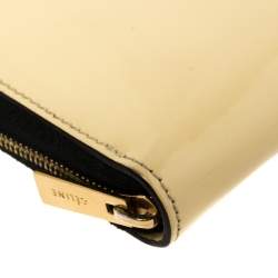 Pre Owned Celine Cream Patent Leather Zip Around Wallet