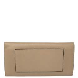 Pre Owned Celine Beige Leather Large Multifunction Flap Wallet