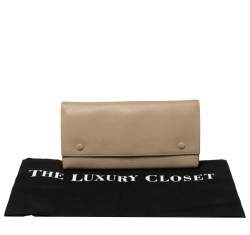 Pre Owned Celine Beige Leather Large Multifunction Flap Wallet