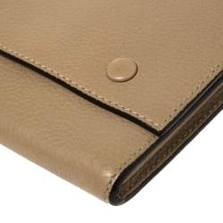 Pre Owned Celine Beige Leather Large Multifunction Flap Wallet