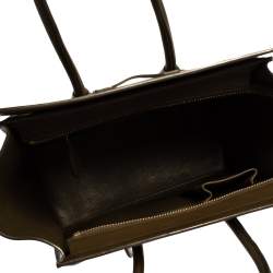 Pre Owned Céline Dark Olive Green Leather Micro Luggage Tote