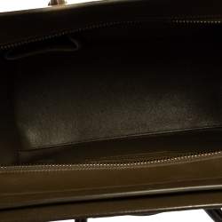 Pre Owned Céline Dark Olive Green Leather Micro Luggage Tote
