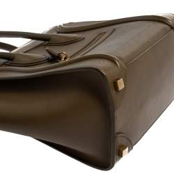 Pre Owned Céline Dark Olive Green Leather Micro Luggage Tote