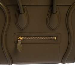 Pre Owned Céline Dark Olive Green Leather Micro Luggage Tote