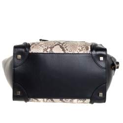 مملوكة مسبقًا حقيبة يد سيلين لاغيدج صغيرة جلد و جلد ثعبان بيج و أسود