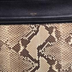 Celine Black/Beige Python and Leather Medium Edge Top Handle Bag