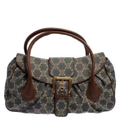 Pre Owned Celine Blue Denim and Leather Macadam Satchel