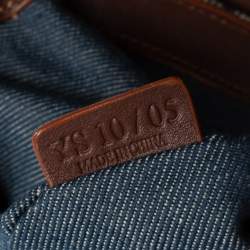 Pre Owned Celine Blue Denim and Leather Macadam Satchel