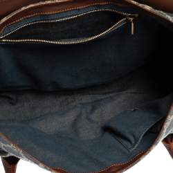 Pre Owned Celine Blue Denim and Leather Macadam Satchel