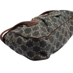 Pre Owned Celine Blue Denim and Leather Macadam Satchel