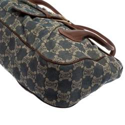 Pre Owned Celine Blue Denim and Leather Macadam Satchel
