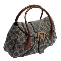 Pre Owned Celine Blue Denim and Leather Macadam Satchel