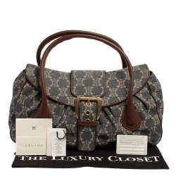 Pre Owned Celine Blue Denim and Leather Macadam Satchel