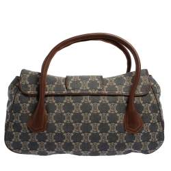 Pre Owned Celine Blue Denim and Leather Macadam Satchel