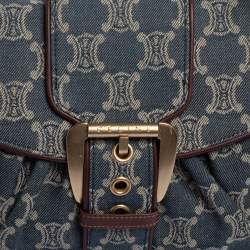 Pre Owned Celine Blue Denim and Leather Macadam Satchel