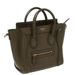 مملوكة مسبقًا حقيبة يد سيلين نانو لاغيدج جلد أخضر زيتوني