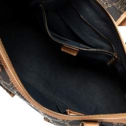 Pre Owned Celine Indigo/Peach Macadam Denim and Leather Double Pocket Satchel