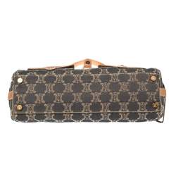 Pre Owned Celine Indigo/Peach Macadam Denim and Leather Double Pocket Satchel