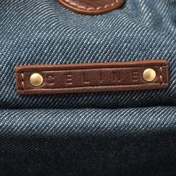 Pre Owned Celine Blue/Brown Macadam Denim and Leather Bittersweet Hobo