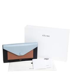 Pre Owned Celine Tri Color Leather Large Pocket Flap Clutch