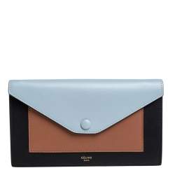 Celine Tri Color Leather Large Pocket Flap Clutch