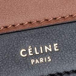 Pre Owned Celine Tri Color Leather Large Pocket Flap Clutch