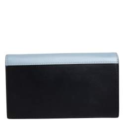 Pre Owned Celine Tri Color Leather Large Pocket Flap Clutch