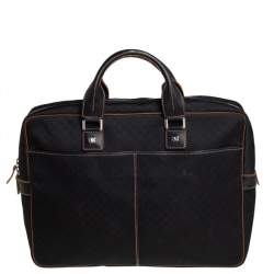 Celine Black Macadam Pattern Canvas Document Briefcase