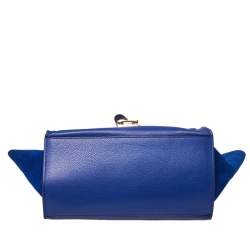 Pre Owned Céline Blue Suede and Leather Mini Trapeze Top Handle Bag
