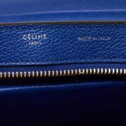 Pre Owned Céline Blue Suede and Leather Mini Trapeze Top Handle Bag