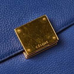 Pre Owned Céline Blue Suede and Leather Mini Trapeze Top Handle Bag