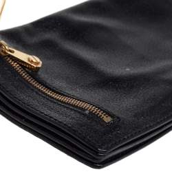 Pre Owned Celine Black Textured Leather Chain Handle Clutch