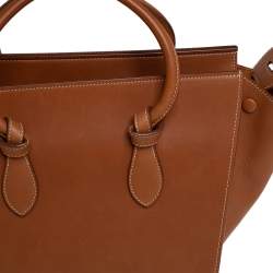 Pre Owned Celine Tan Leather Mini Tie Tote