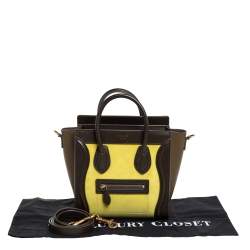 Pre Owned Celine Tri Color Leather and Nubuck Nano Luggage Tote